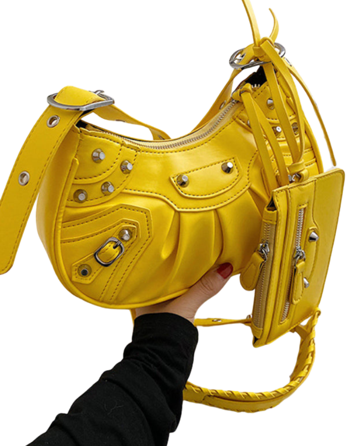 SHOPIQAT Rivet Heavy Industry Pleated Shoulder Underarm Messenger Bag - Premium from shopiqat - Just $9.300! Shop now at shopiqat